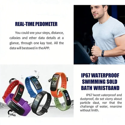 Lenovo Smart Bracelet C1 Plus Bluetooth Fitness Tracker Sports Step Counting Heart Rate Blood Pressure Monitor Waterproof Unisex