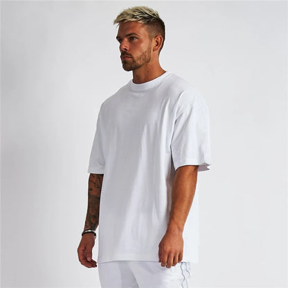Plain 100% Cotton 220 Gsm Crew Neck Half Sleeve T-shirts for Men Casual Summer Oversized T-Shirt for Daily Wear Vacation Resorts