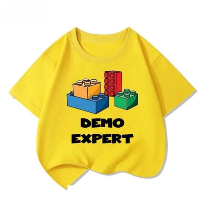 Lego educational cartoon print summer boys and girls 100% cotton short sleeved T-shirt