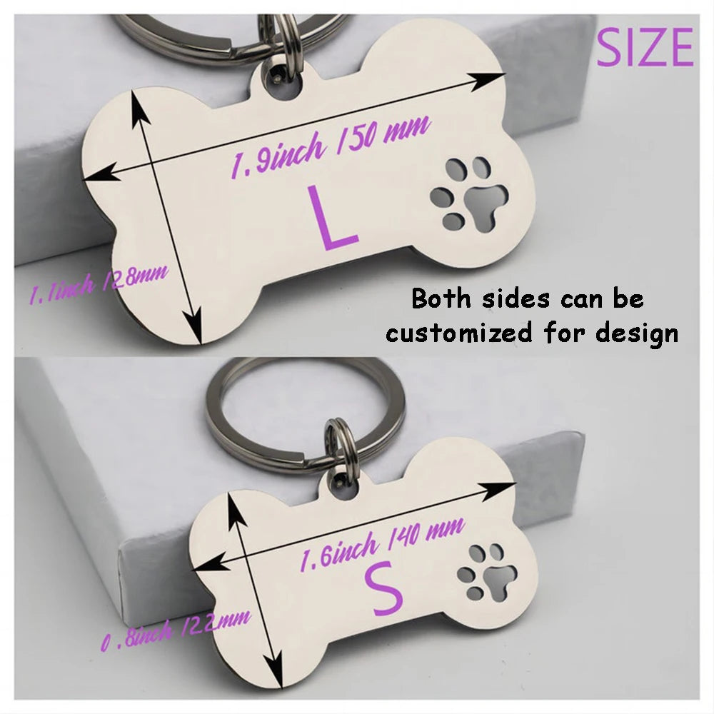 Personalized Customized Cute Pet Name Tag Stainless Steel Pet Cat And Dog Name Card Pet Collar Pendant Name Tag