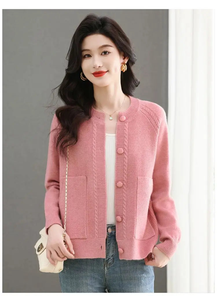Women's New Spring and Autumn Cardigan Sweater with Loose Cardigan Sweater Jacket