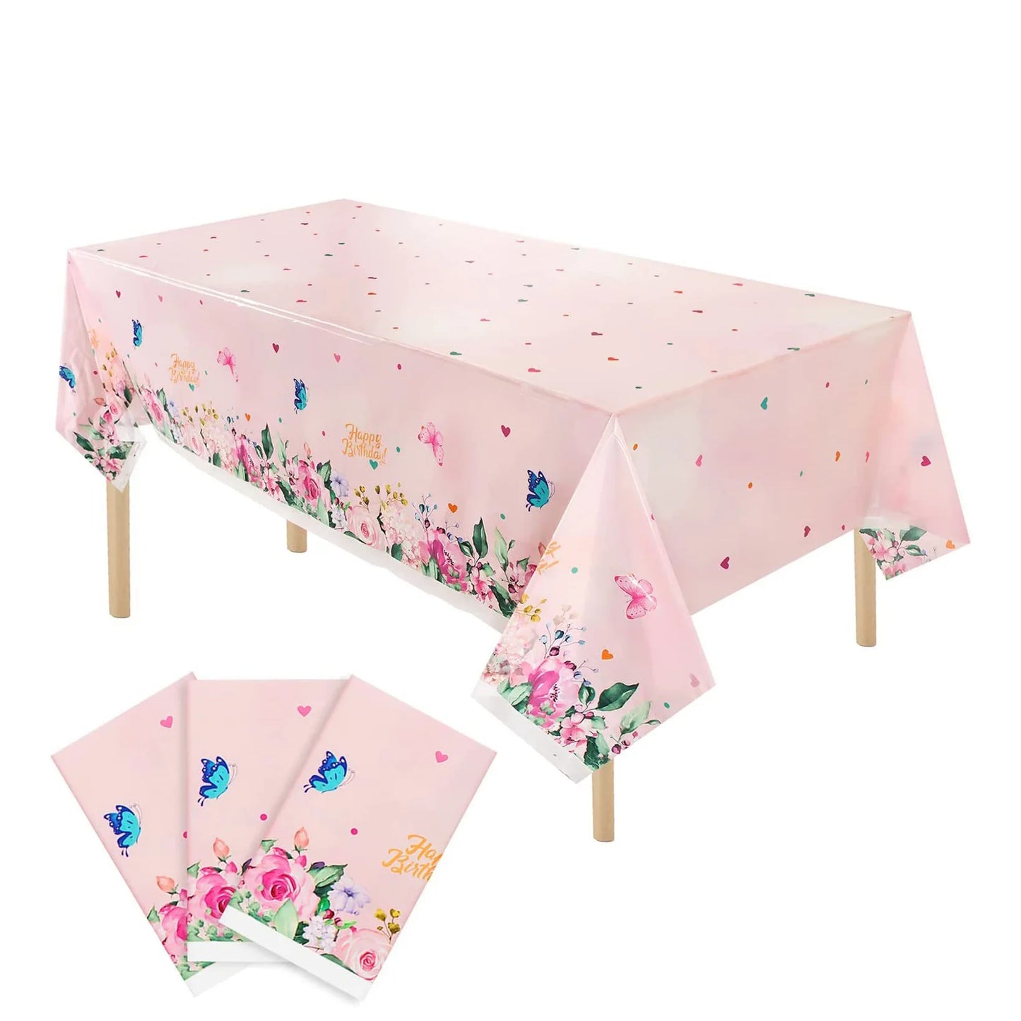 Butterfly Party Tableware Set - Disposable Plates Napkins Cups  Tablecloth for Baby Shower  Birthday