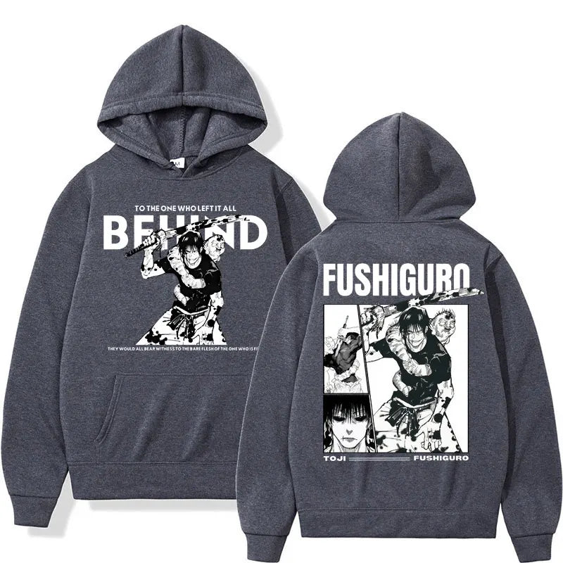 Anime Jujutsu Kaisen Fushiguro Toji Retro Hoodies Men's Harajuku Vintage Manga Long Sleeve Fleece Loose Fashion Casual Tracksuit