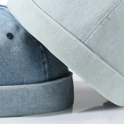 Fashion Denim Docker Cap Brimless Hat Solid Skullcap Solid Color Sailor Cap Beanie Hats Men Women Bucket Cap Adjustable Dad Hat