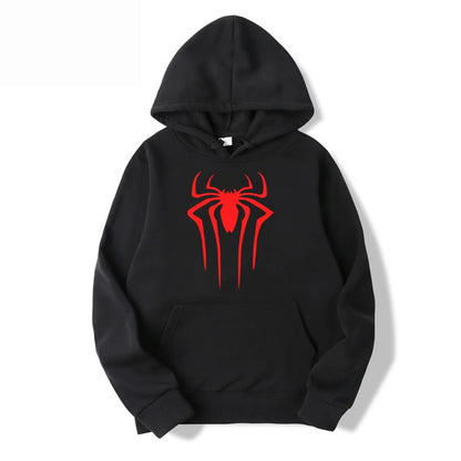 Men's Casual Hoodie - Printed Spider Hoodie | Thick Knit Autumn Winter Sweatshirt