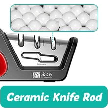 4 In 1 Knife Sharpener - Professional Kitchen Sharpener With Diamond, Tungsten & Ceramic Rods
