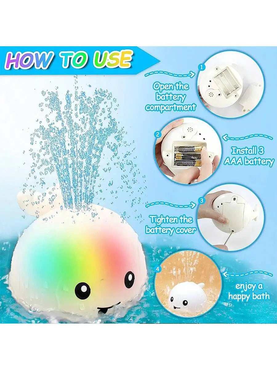 Baby Bath Toys, Toddler Bath Toys for Kids Ages 1-3, Light Up Whale Bath Toy Sprinkler, Pool Water Table Infant Baby Toys 6-12-1