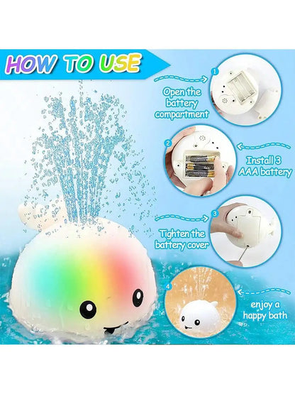 Baby Bath Toys, Toddler Bath Toys for Kids Ages 1-3, Light Up Whale Bath Toy Sprinkler, Pool Water Table Infant Baby Toys 6-12-1