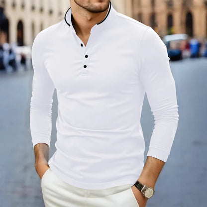 Men's Long Sleeve T-Shirt – Breathable Polyester Knit Fabric Casual Summer Top