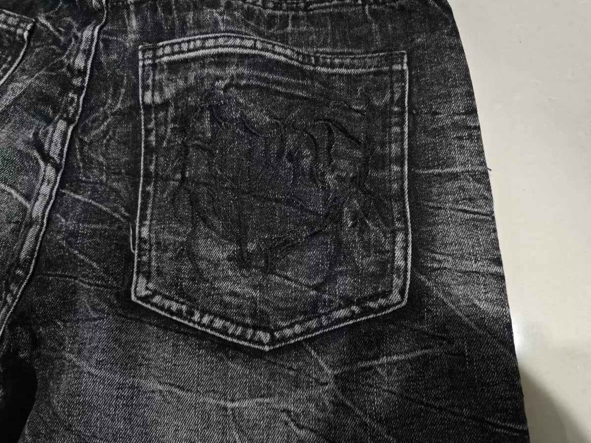 Y2K Ghost Jeans Vintage Relaxed Fit Unisex Jeans High-Street Spider Embroidery Hip-Hop Streetwear A