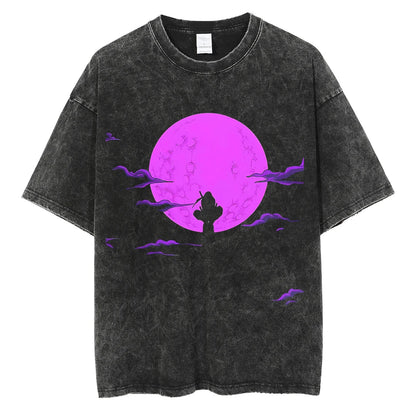 Men Streetwear Tshirt Japanese Anime Naruto Graphic T-Shirt Cotton 2026 Harajuku Washed T Shirt Summer Hip Hop Tops Tees Black