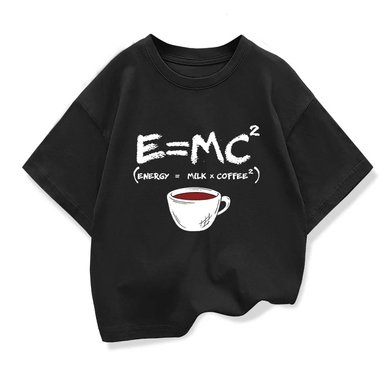 Summer Boys T-shirt Cotton Casual Funny Energy=Milk+Coffee Print Men Cool Loose O-neck Tops For Baby Kids Short Sleeve Male Tees