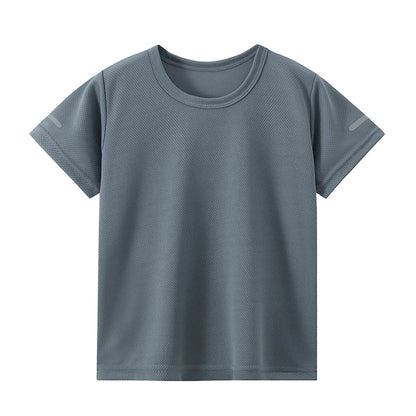1/4piece Spring/Summer Youth Plus Size 13-16 Years Old Quick Drying Sports Short Sleeved T-shirt Versatile Top For Boys And Girl