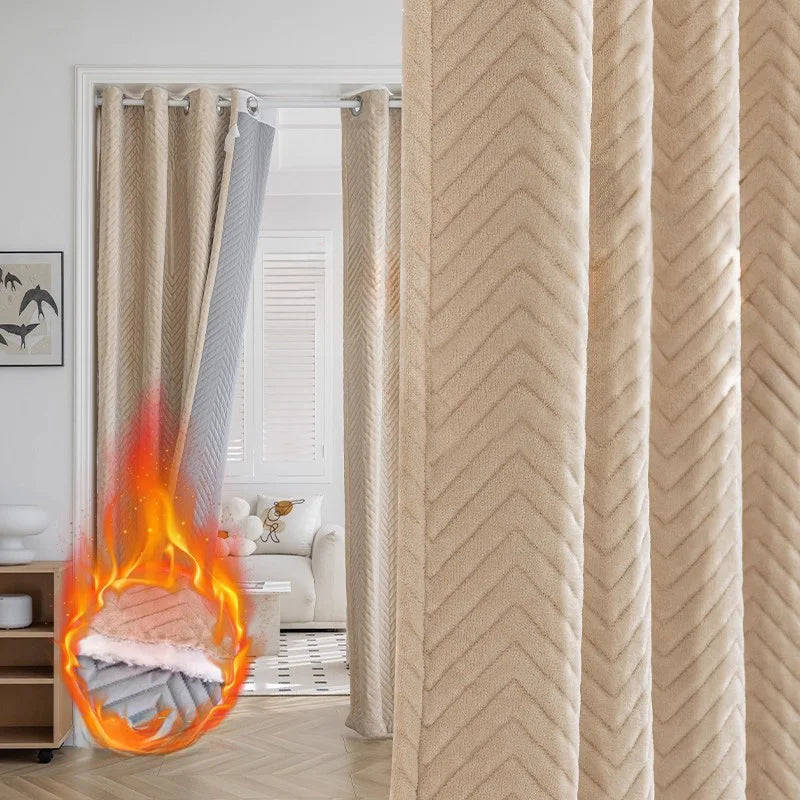 Light Blocking Curtain - Thermal Blackout Curtains for Bay Windows | Heavy Cotton, Double Layer