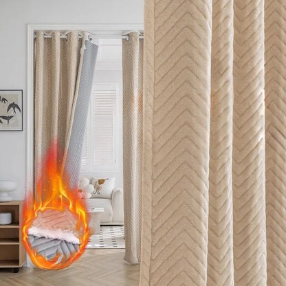 Light Blocking Curtain - Thermal Blackout Curtains for Bay Windows | Heavy Cotton, Double Layer