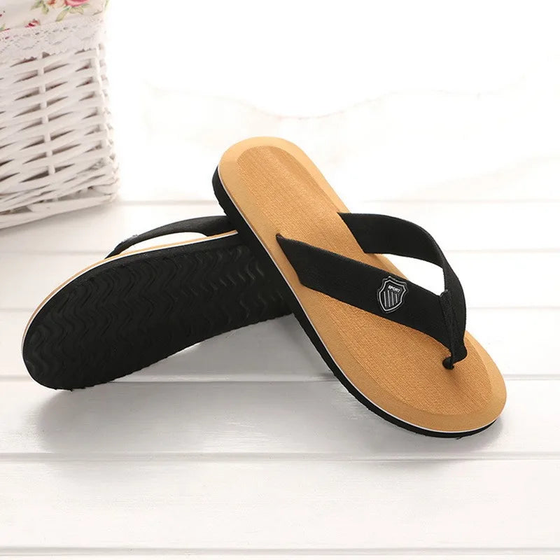 2025 Summer New Men's Flip Flops Indoor Outdoor Beach Sandals Thick Soft Sole Bathroom Slides Shoes Man Non-slip Home Slippers