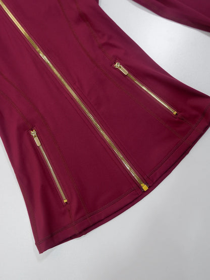 Gold zipper jacket and yoga pants set, sportswear, quick-dry and breathable, slimming and lightweight, tight-fitting