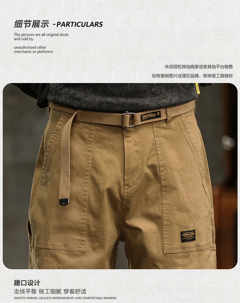 HIQOR Men's Loose Profile Pants American Vintage Trousers For Men High Waist Army Green Men's Casual Pants Cargo Trousers Male