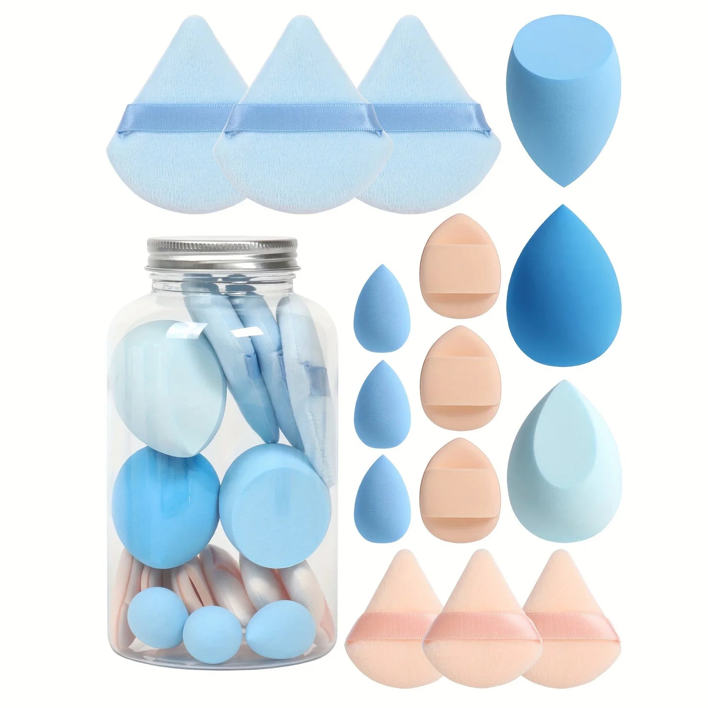 Cosmetic Powder Puffs – Loose Powder Puff Combo with Mini Makeup Egg Set & Air Cushion