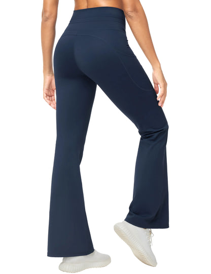 THE GYM PEOPLE Women's High Waisted Drawstring Flare Leggings Workout Soft Stetchy Bell Bottom Yoga Pants with Pockets