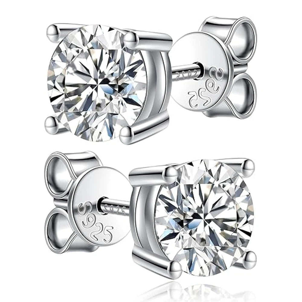 2.0ct Moissanite Stud Earrings – 925 Sterling Silver