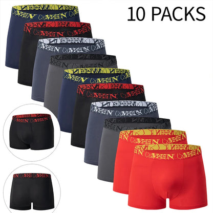 4/10 Piece Set Of Men's Casual And Fashionable Underwear Comfortable Boxer Shorts Youth Plus Size Sports Cycling Elastic Shorts