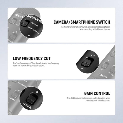 NEEWER 3.5mm TRRS Lavalier Lapel Microphone Plug & Play Mini Clip on Mic Omnidirectional Condenser for Camera Phone PC  CM10
