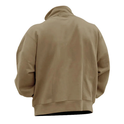 Autumn and winter new men's fleece sweatshirt stand-up collar half zipper long sleeve cross-border European trend men's top