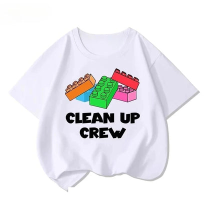Lego educational cartoon print summer boys and girls 100% cotton short sleeved T-shirt