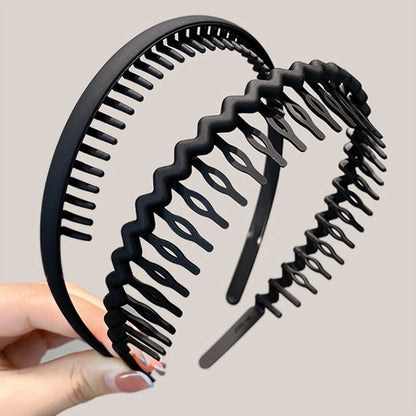 Unisex Metal Wavy Spring Hair Hoop Black Non Slip Outdoor Sports Headbands For Women Men Simple Hairband Face Washing Headdress