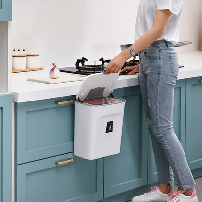 Wall Mounted Trash Can - 79L Hanging Waste Bin with Lid for Kitchen and Bathroom