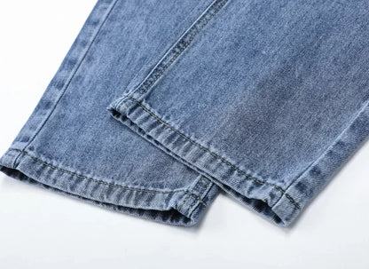 2026 Summer High Quality Brand Cloth Business Casual Men's Lightweight Straight Loose Jeans Classic Retro thin cotton trousers