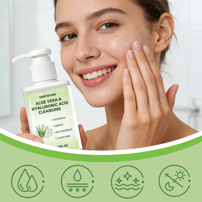 ALOE VERA HYALURONIC ACID CLEANSING | Gentle Deep Pore Moisturizing Face Wash | All Skin Types | Daily Morning & Night Use