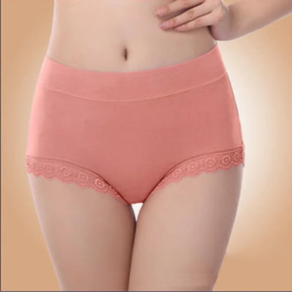 Ruffles Lace Underwear Woman High Waist Middle Aged Mother Spring Summer Modal Briefs Comfortable Panties Нижнее Бельё Женское