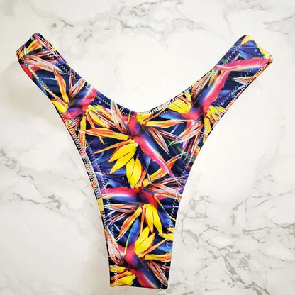 Sexy Floral Print Brazilian Bikini Bottom Women's Swimwear High Waisted New V Thong Swimsuit Bathing Suit Women Swimwear Women