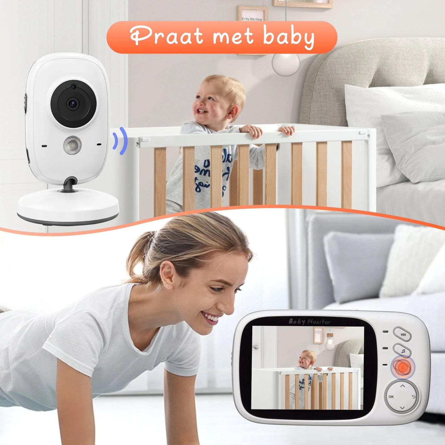 VB603 Baby Monitor 2.4G Wireless with 3.2 Inches LCD 2 Way Audio Talk Night Vision Surveillance Security Camera Babysitter