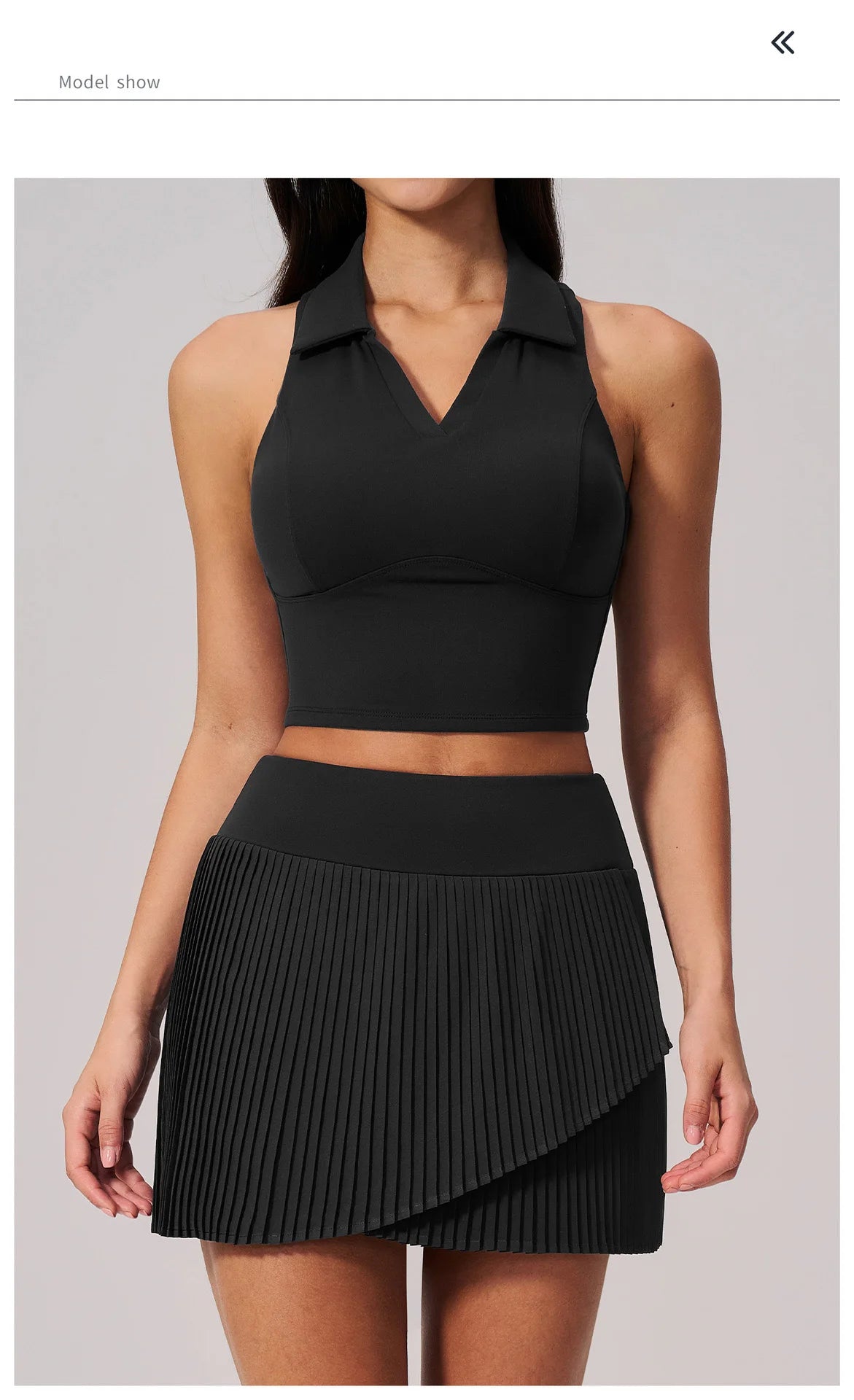 SOISOU Nylon Women Two Pieces Yoga Set Ribbed V-Neck Gym Top Sport Tennis Skirt 2pcs Suit Sportswear Workout Clothes 5 Colors