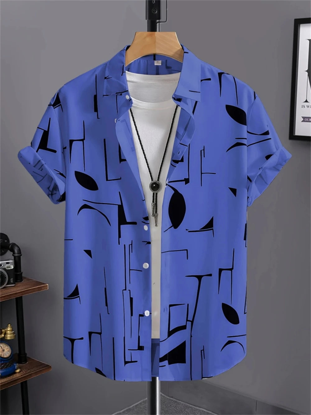 Simple Men's Shirt 3D Printed Retro Fashion Topshort Sleeve Beach Sweatshirt Street Hawaii Short Sleeved Shirt Men's Clothing