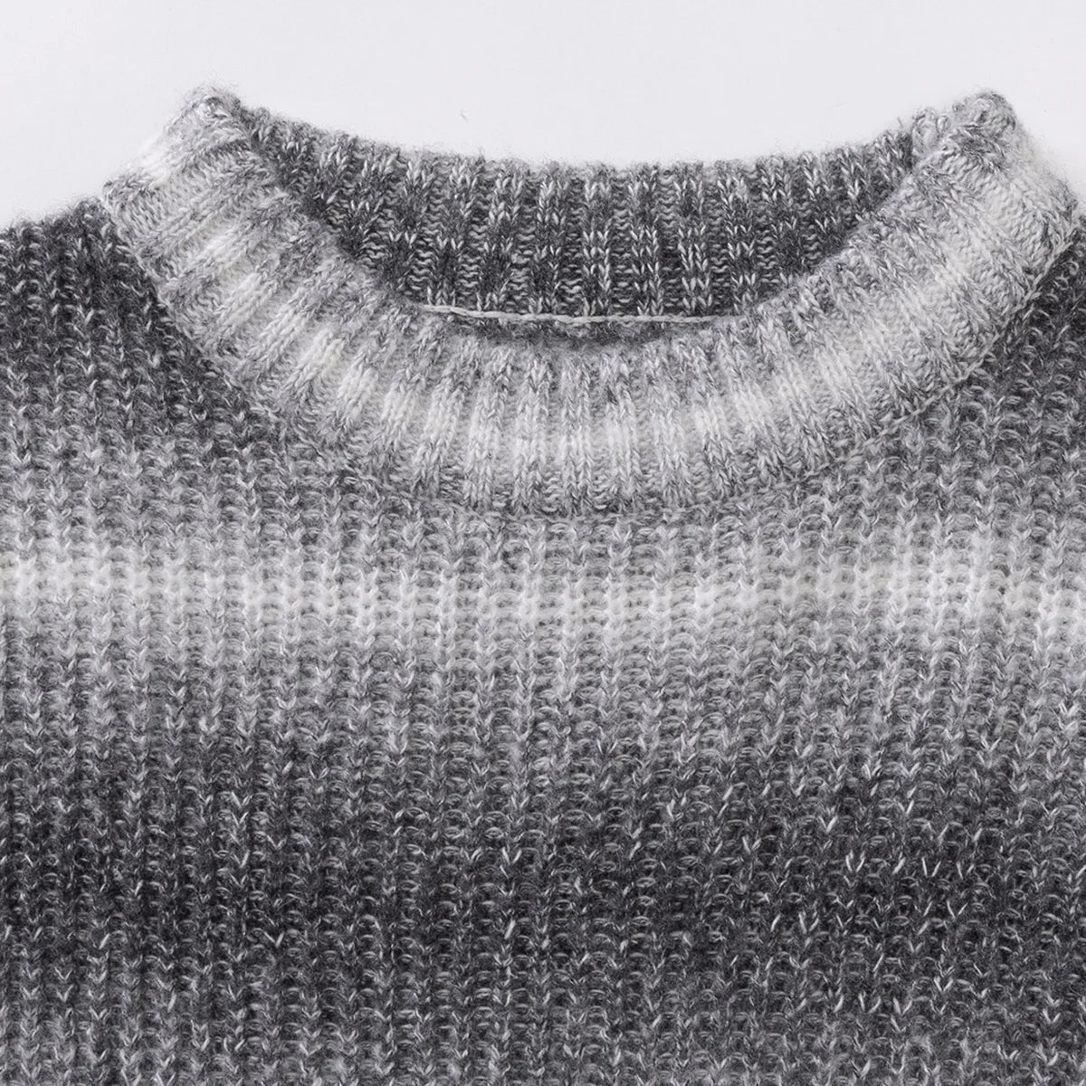 Men's new thick warm pullover knit sweater, striped crew neck sweater, simple daily casual style