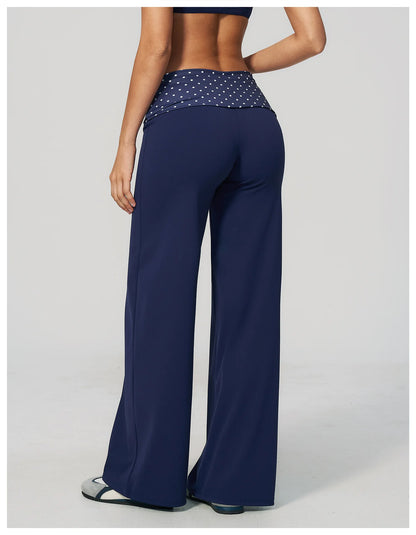 Women's Wide Leg Yoga Pants Breathable Sports Fitness Bell-bottoms High Waist Striped Yoga Pants Polka Dot Workout Flared Pants