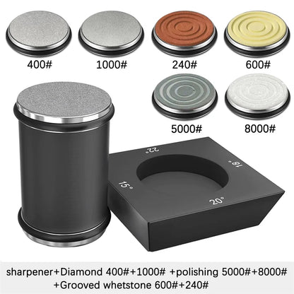 Rolling Knife Sharpener - 4 Angle Sharpening System With Diamond Whetstone Kit