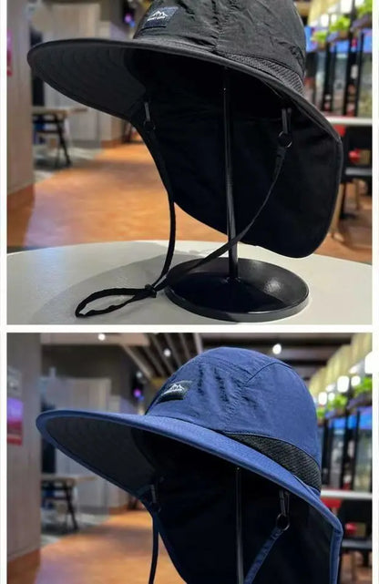 Unisex Windproof Quick-Dry Fisherman Hat Mesh Breathable Fishing Cap with Neck Flap & UV Protection for Outdoor Fishing Hikin