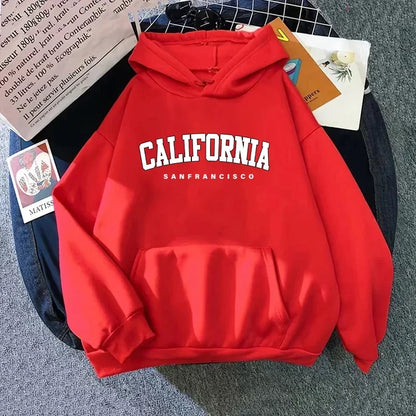 Plus Size 2025 California Fashion Sweatshirts for Woman Casual Sporty Hooded Long Sleeve Pullover Autumn Winter Comfort Hoodies