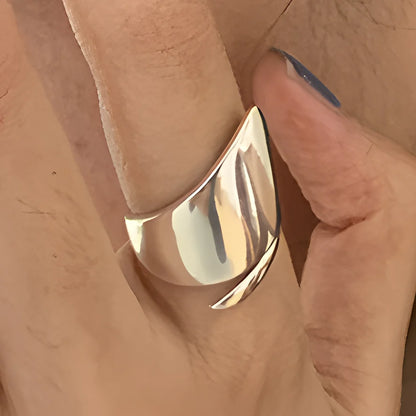 Sterling Silver Rings Adjustable Vintage Hip Hop Couples Silver Bands | Hollow Line Design