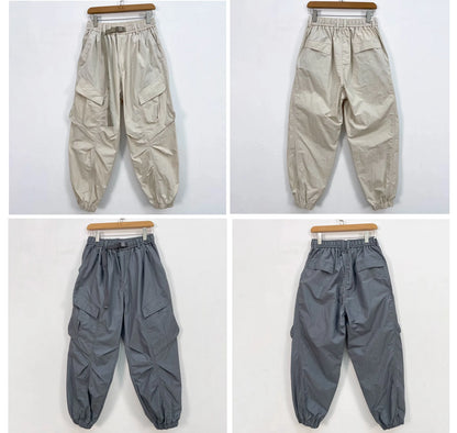 Korean Techwear Cargo Pants Men Spring Summer Quick Dry Lightweight Streetwear Casual Loose Fit Tapered Joggers Hip Hop Trendy