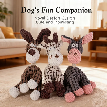 Cute Cartoon Animal Plush Pet Toy Squeaky Durable Chew Resistant Puppy Molar Interactive Play Toys Boredom Relief Dog Chewing