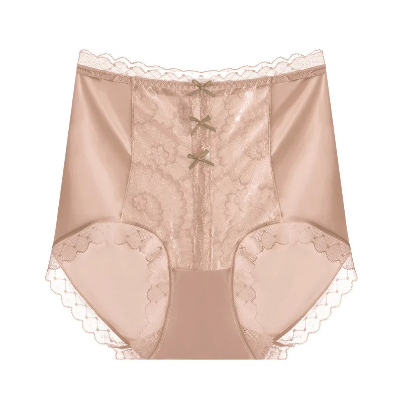 High Waist Lace Women Panties Ice Silk Thin Elastic Briefs Lingerie Seamless Luxury Breathable Underwear Butt Lifting Underpants