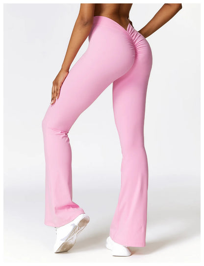 V-shaped Hip Yoga Pants Flare Leggings Women High Waist Wide Leg Pants Women Gym Fitness Sports Flared Pant Dance Trousers