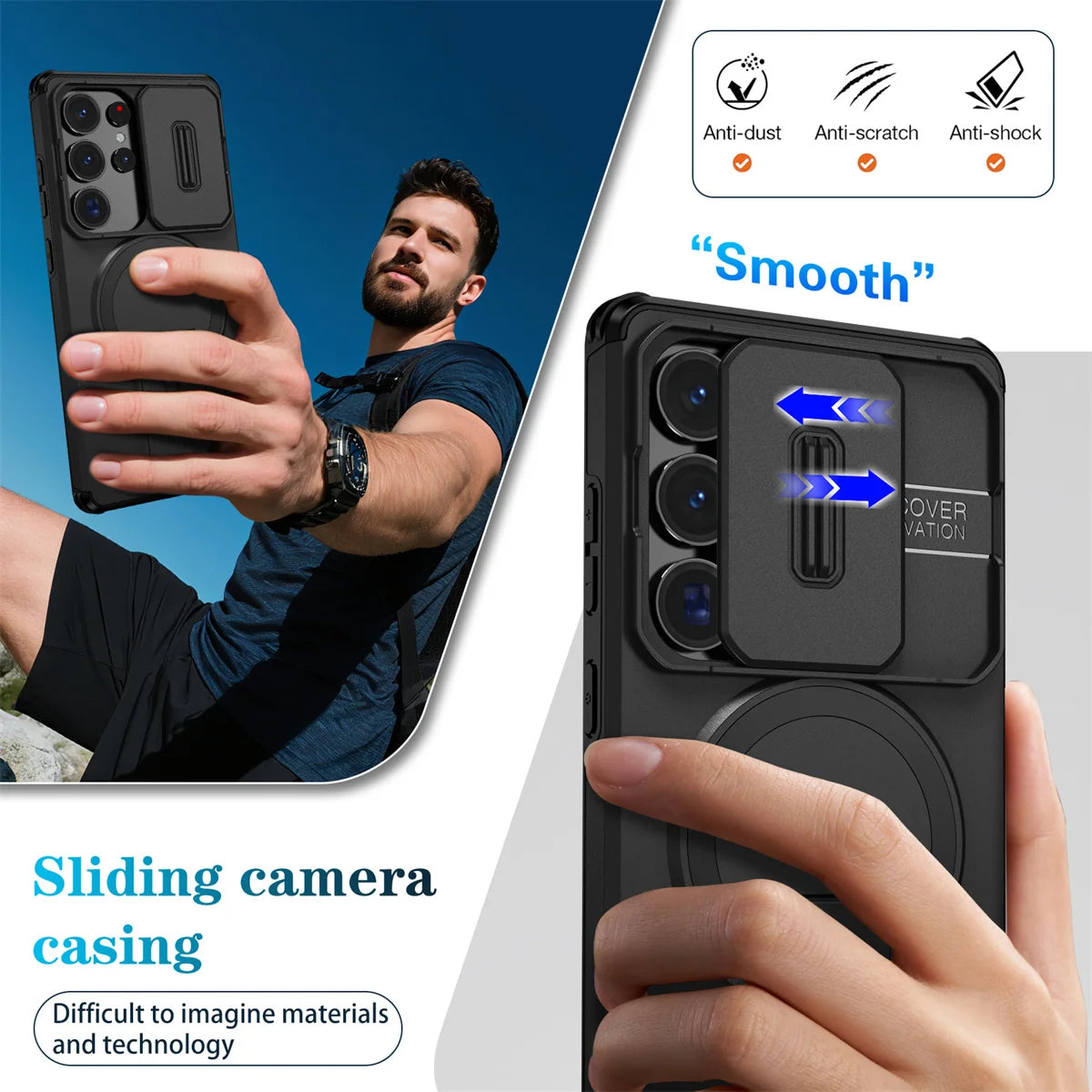 Lens Protect Camera Phone Case for Samsung S25 FE S26 S24 Ultra S23 Plus A37 A57 A17 A36 A56 A16 A55 Magnetic Kickstand Cover