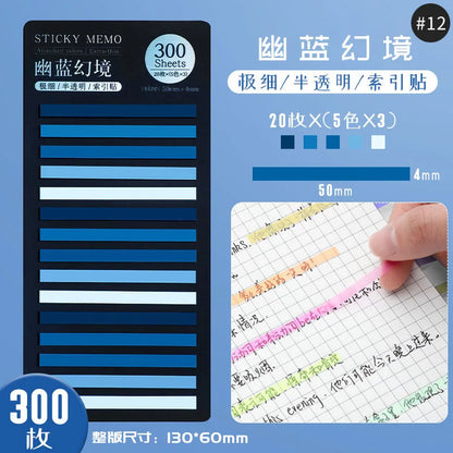 Transparent Rainbow Sticky Notepads - 300 Sheets Kawaii Memo Pad